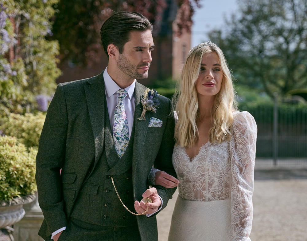 Green tweed wedding suit sales